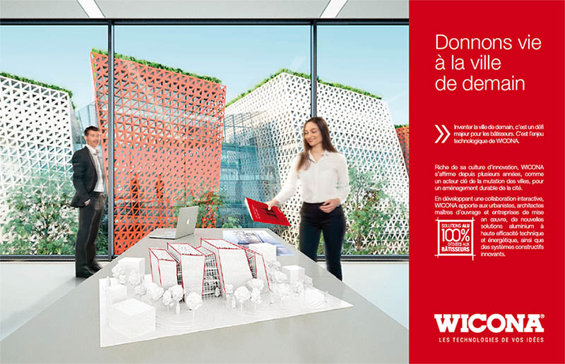 Annonce presse Wicona Donnons vie à la ville de demain - Grande façade aluminium vitrée - smart city