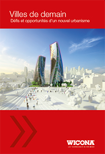 Couverture du dépliant WICONA réalisé pour le Forum Smart City du Grand Paris 2016 ; Villes de demain : Défis et opportunités d'un nouvel urbanisme