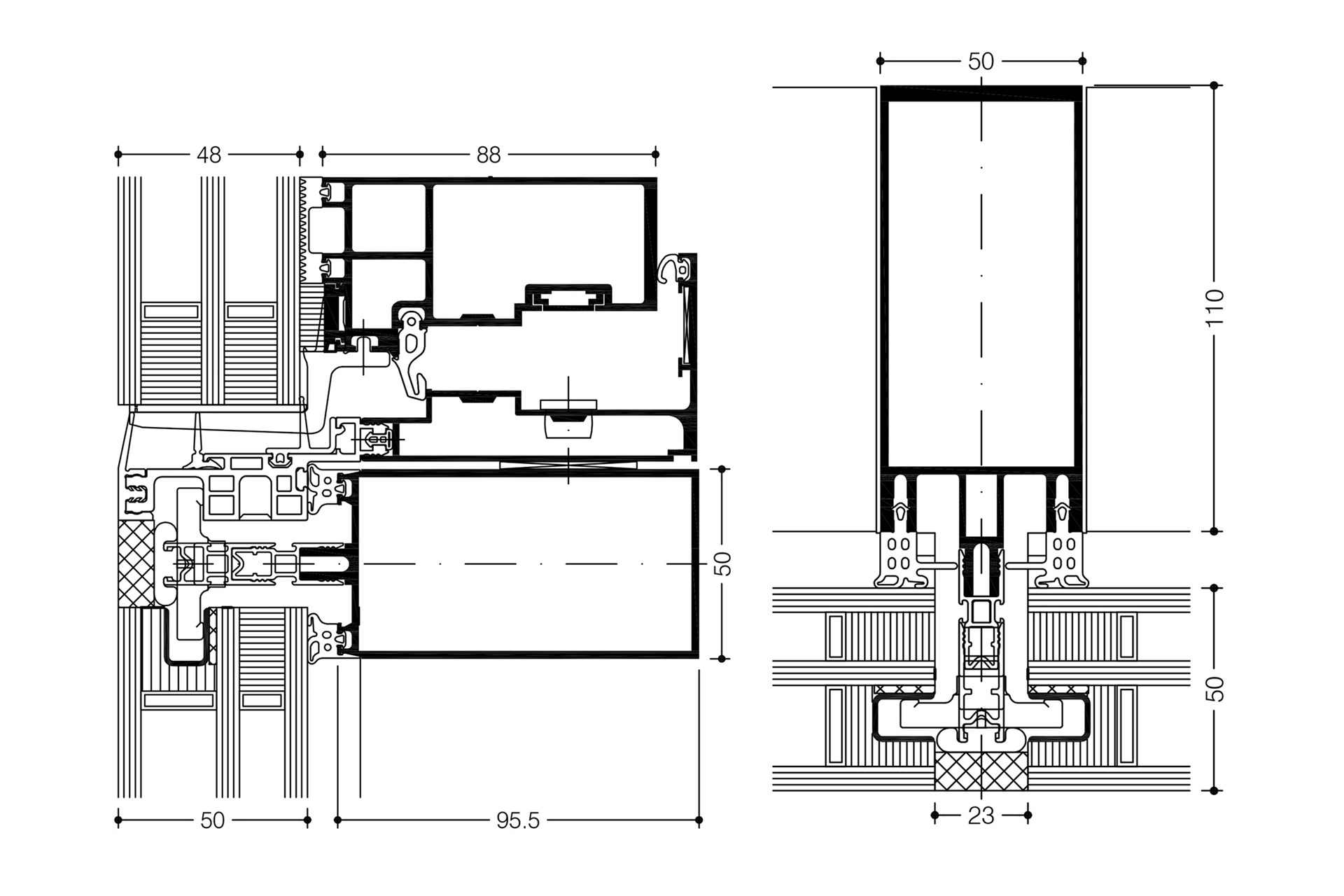 WICTEC 50SG avec intégration du vantail WICLINE 90 SG / WICTEC 50 SG